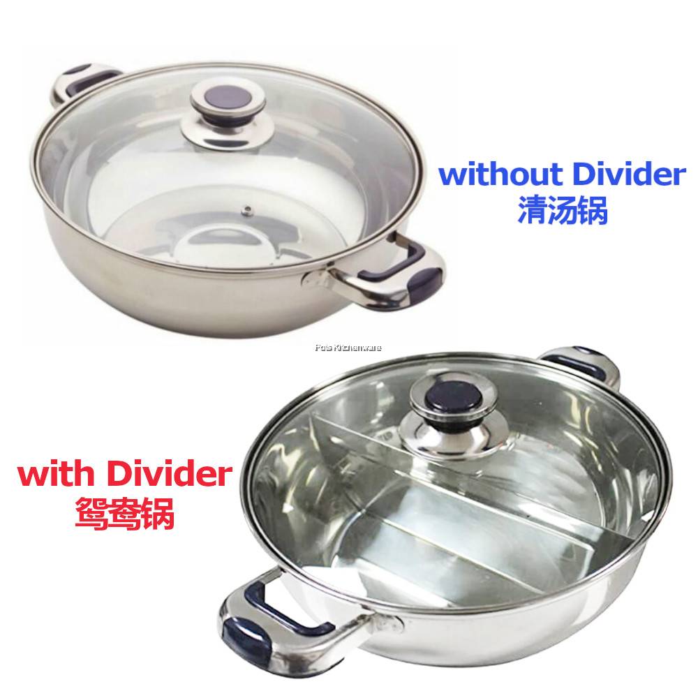 Toffi Stainless Steel in Induction Steamboat Pot Shabu Hot Pot Periuk Steamboat 不锈钢鸳鸯火锅 B