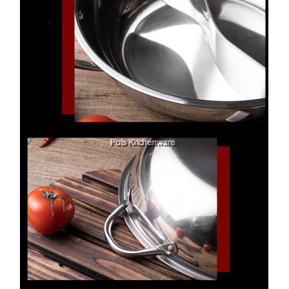 Stainless Steel In Separate Steamboat Hot Pot Divider Pot No Divider Glass Lid Cm Cm
