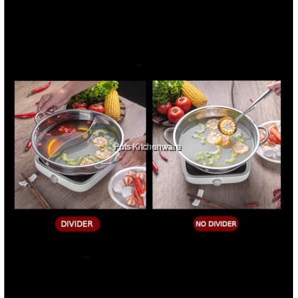 Stainless Steel In Separate Steamboat Hot Pot Divider Pot No Divider Glass Lid Cm Cm
