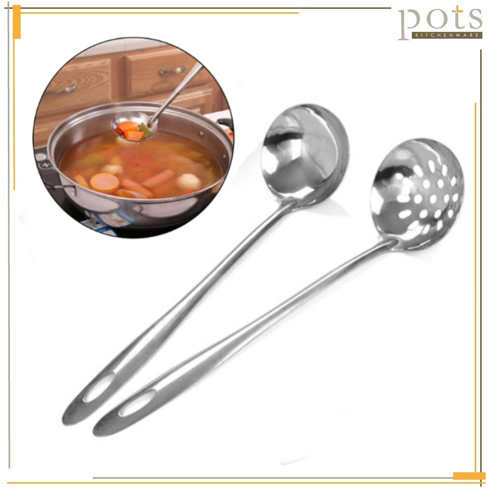 Stainless Steel Steamboat Hot Pot Skimmer Colander Spoon Strainer Ladle Set Senduk Sudip