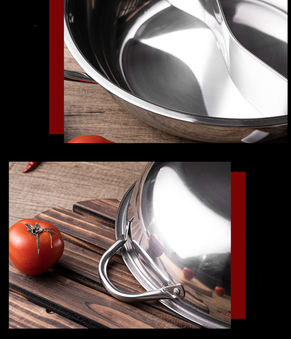 Stainless Steel In Separate Steamboat Hot Pot Divider Pot No Divider Glass Lid Cm Cm