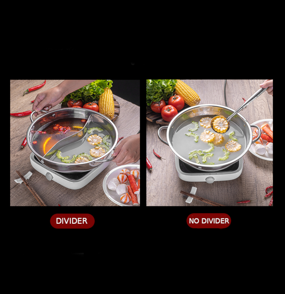 Stainless Steel In Separate Steamboat Hot Pot Divider Pot No Divider Glass Lid Cm Cm