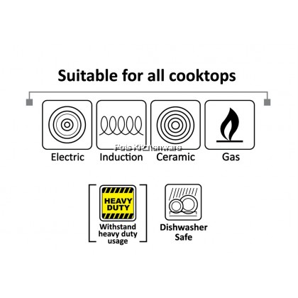 Toffi Stainless Steel Chef Grade Heavy Duty Non Stick Sandwich Bottom Frying Pan Skillet Kuali Tidak Melekat 不粘锅平底锅 - C8220M Toffi Stainless Steel Chef Grade Heavy Duty Non Stick Sandwich Bottom Frying Pan Skillet Kuali Tidak Melekat 不粘锅平底锅 - C8220M