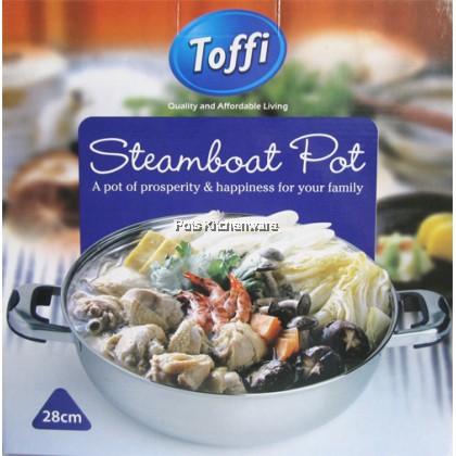 Toffi Stainless Steel 2 in 1 Induction Steamboat Pot Shabu Hot Pot Periuk Steamboat 不锈钢鸳鸯火锅 - B2800