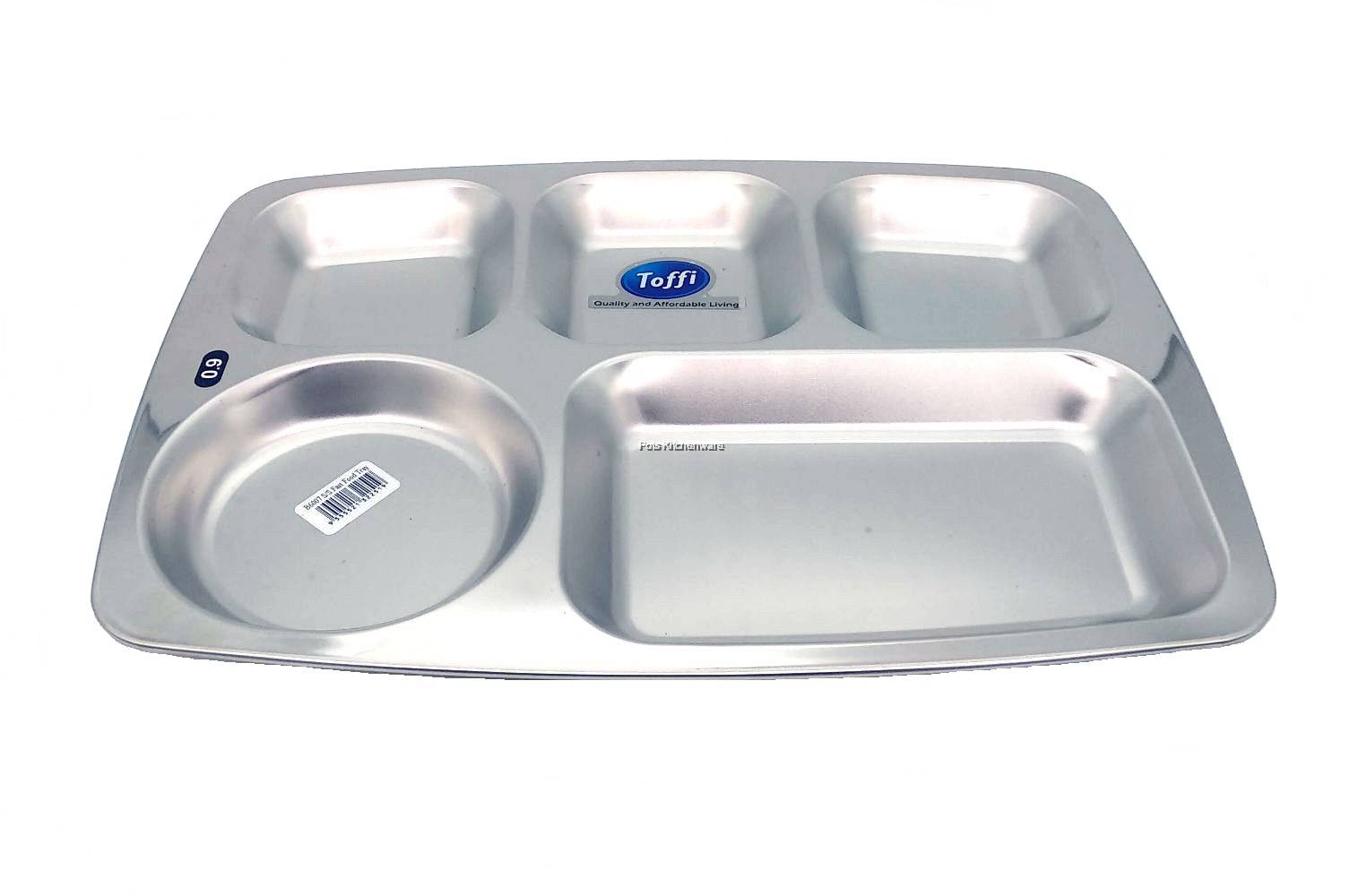 Toffi 5 Compartments Stainless Steel Fast Food Serving Tray B6007
