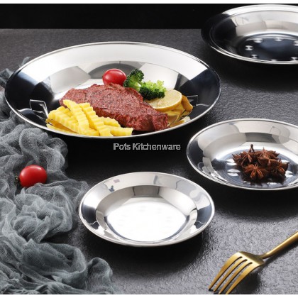 Toffi 2pcs Stainless Steel Round Rice Plate Dish Plate Pinggan Bulat Nasi Besi 不锈钢圆形饭盘铁盘 - K7100