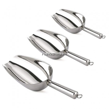 Toffi Stainless Steel Large Ice Cube Scoop Flour Candy Sugar Scoop Sedup Ais Batu 冰铲 (30oz/38oz/58oz) - B2530M