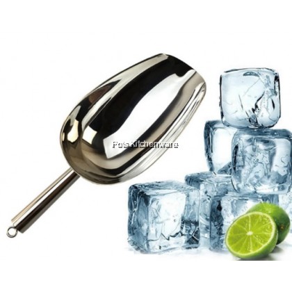 Toffi Stainless Steel Large Ice Cube Scoop Flour Candy Sugar Scoop Sedup Ais Batu 冰铲 (30oz/38oz/58oz) - B2530M
