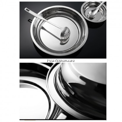 Toffi 2pcs Stainless Steel Rice Plate Dish Plate Bulat Besi Pinggan Nasi Makanan 不锈钢圆形饭盘子 - K4818M