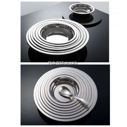 Toffi 2pcs Stainless Steel Rice Plate Dish Plate Bulat Besi Pinggan Nasi Makanan 不锈钢圆形饭盘子 - K4818M