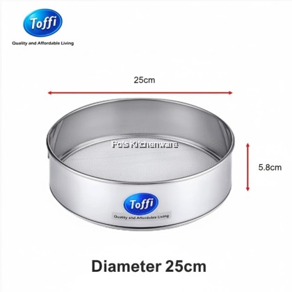 Toffi High Quality Stainless Steel Fine Mesh Flour Strainer Flour Sieve Penapis Tepung 面粉筛 - K3020