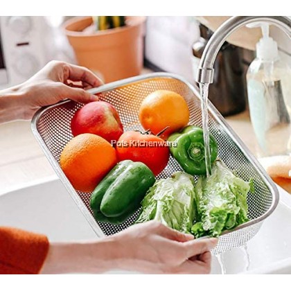 Toffi Stainless Steel Rectangular Colander Strainer Vegetable Fruit Washing Basket Sink Strainer - K2929M