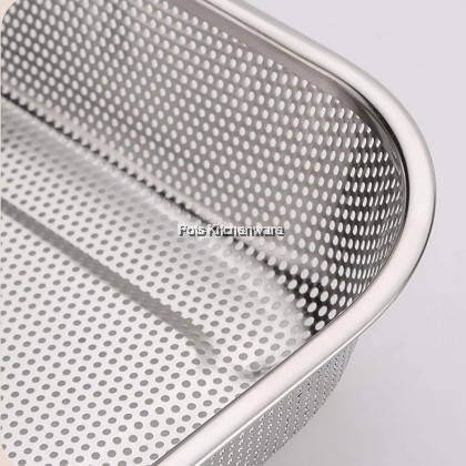 Toffi Stainless Steel Rectangular Colander Strainer Vegetable Fruit Washing Basket Sink Strainer - K2929M