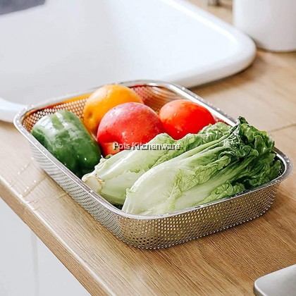 Toffi Stainless Steel Rectangular Colander Strainer Vegetable Fruit Washing Basket Sink Strainer - K2929M