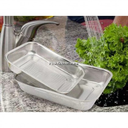 Toffi Stainless Steel Rectangular Colander Strainer Vegetable Fruit Washing Basket Sink Strainer - K2929M