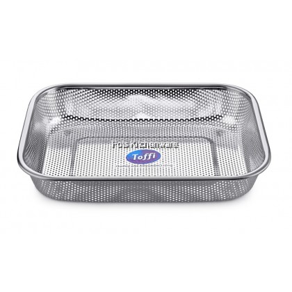 Toffi Stainless Steel Rectangular Colander Strainer Vegetable Fruit Washing Basket Sink Strainer - K2929M