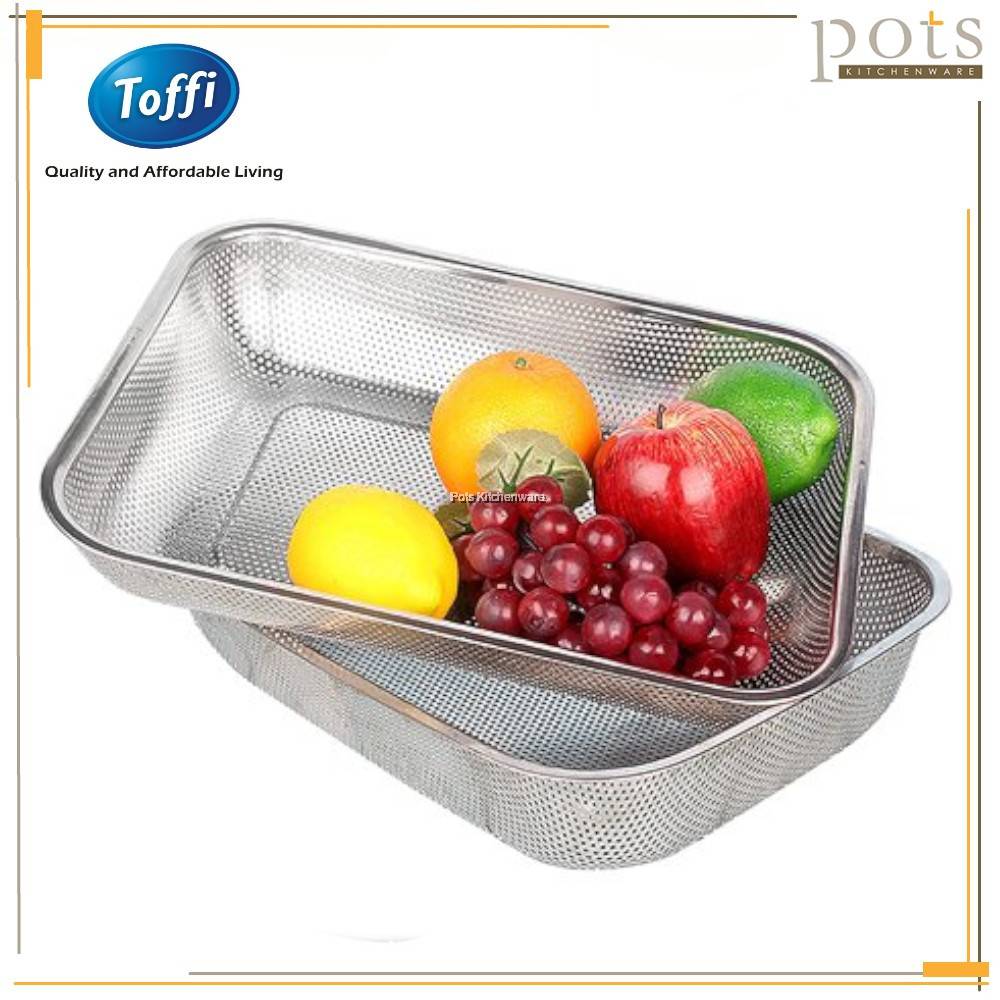 Toffi Stainless Steel Rectangular Colander Strainer Vegetable