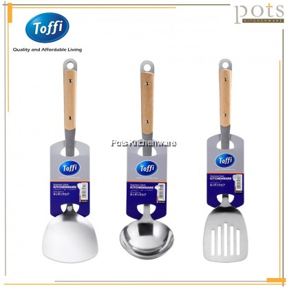 Toffi Stainless Steel Turner Slotted Turner Ladle Senduk Sup Sudip Goreng 不锈钢锅铲汤勺 - K0300M