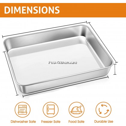 THICK Toffi Stainless Steel Deep Rectangular Tray Rectangle Baking Tray Oven Pan 加厚不锈钢长方形烘焙盘 - K7325M THICK Toffi Stainless Steel Deep Rectangular Tray Rectangle Baking Tray Oven Pan 加厚不锈钢长方形烘焙盘 - K7325M
