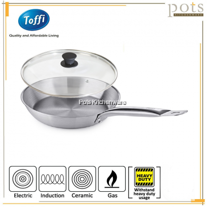 Toffi Stainless Steel Heavy Duty Sandwich Bottom Frying Pan Skillet Kuali Goreng 不锈钢平底锅 - C8130M Toffi Stainless Steel Heavy Duty Sandwich Bottom Frying Pan Skillet Kuali Goreng 不锈钢平底锅 - C8130M