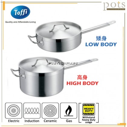 LARGE SIZE Toffi Stainless Steel Heavy Duty Sandwich Bottom Saucepan Milk Pot with Cover Periuk 不锈钢汤汁锅牛奶锅 (26cm/28cm/30cm) - C8726L