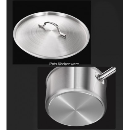 LARGE SIZE Toffi Stainless Steel Heavy Duty Sandwich Bottom Saucepan Milk Pot with Cover Periuk 不锈钢汤汁锅牛奶锅 (26cm/28cm/30cm) - C8726L