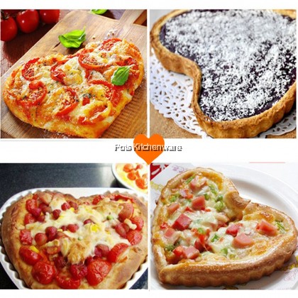 Non-stick Heart Shape Fix-based Loose-based Tart Pan Pizza Cake Pie Baking Pan Mould Loyang Bentuk Hati 心形披萨塔派模型 - NS81M
