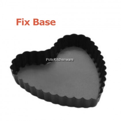 Non-stick Heart Shape Fix-based Loose-based Tart Pan Pizza Cake Pie Baking Pan Mould Loyang Bentuk Hati 心形披萨塔派模型 - NS81M