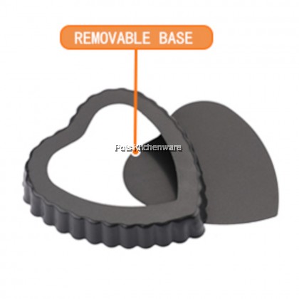 Non-stick Heart Shape Fix-based Loose-based Tart Pan Pizza Cake Pie Baking Pan Mould Loyang Bentuk Hati 心形披萨塔派模型 - NS81M