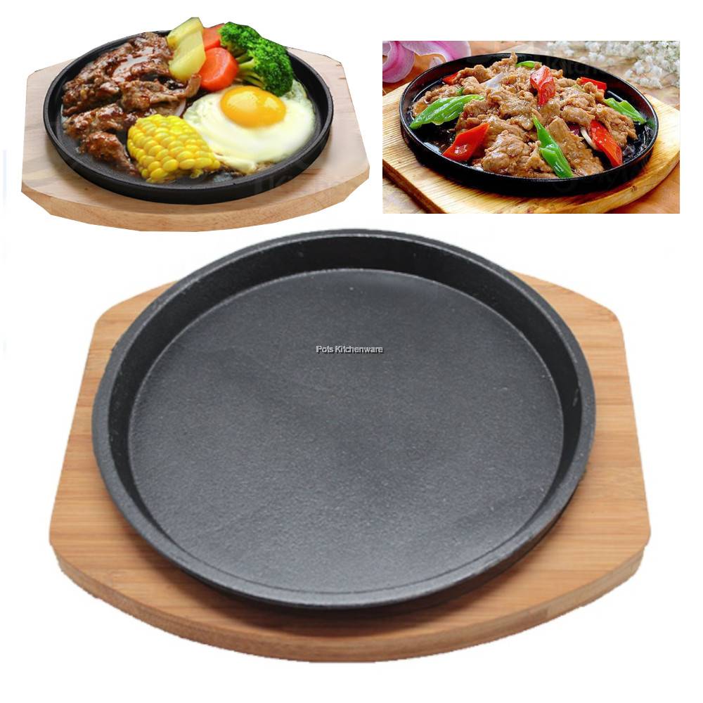 Cast Iron Sizzling Steak Plate Grill Pan Sizzling Plate Sizzling Mee Pan 圆形铁板烧铁板面 IR31