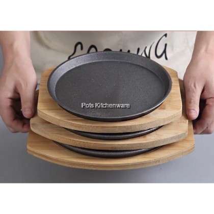 Cast Iron Sizzling Steak Plate Grill Pan Sizzling Plate Sizzling Mee Pan 圆形铁板烧铁板面 - IR31