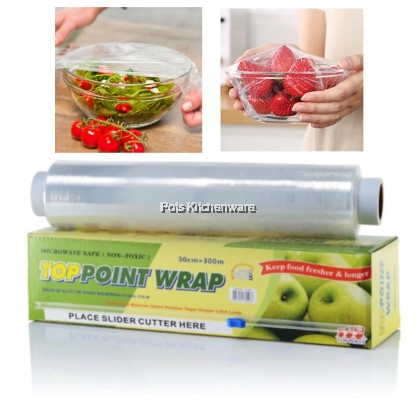 Top Point 30cm x 300m Plastic Food Wrap Cling Film Gulungan Plastik Pembungkus Pembalut Bekas Makanan 保鲜膜 - TP300 Top Point 30cm x 300m Plastic Food Wrap Cling Film Gulungan Plastik Pembungkus Pembalut Bekas Makanan 保鲜膜 - TP300