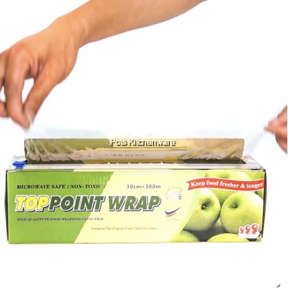 Top Point 30cm x 300m Plastic Food Wrap Cling Film Gulungan Plastik Pembungkus Pembalut Bekas Makanan 保鲜膜 - TP300 Top Point 30cm x 300m Plastic Food Wrap Cling Film Gulungan Plastik Pembungkus Pembalut Bekas Makanan 保鲜膜 - TP300