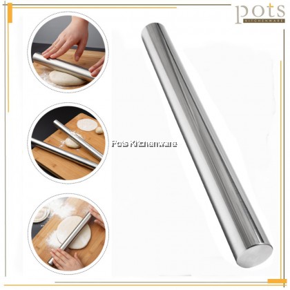 25cm Stainless Steel Rolling Pin Pizza Dough Roller Metal Rolling Pin 不锈钢擀面棍 - SS961