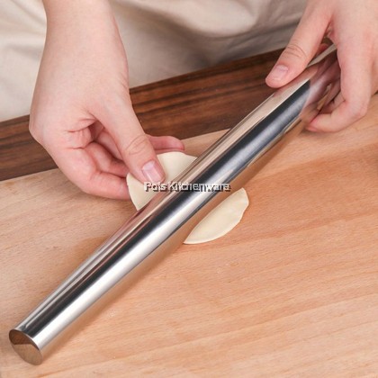 25cm Stainless Steel Rolling Pin Pizza Dough Roller Metal Rolling Pin 不锈钢擀面棍 - SS961