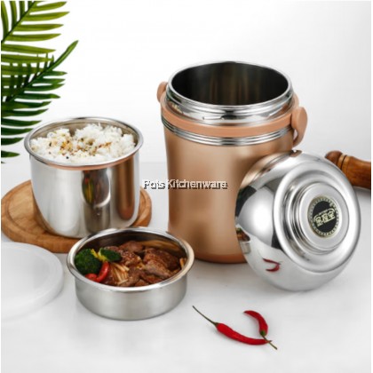 Stainless Steel SUS304 Thermos Insulated Vacuum Keep Warm Pot Thermal Food Flask Food Carrier 保温汤壶餐盒 - GD12LTM
