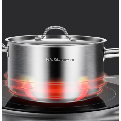 Toffi Stainless Steel Heavy Duty Sandwich Bottom Saucepan Milk Pot with Cover Periuk 不锈钢汤汁锅牛奶锅 - C8616M