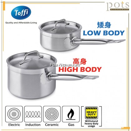 Toffi Stainless Steel Heavy Duty Sandwich Bottom Saucepan Milk Pot with Cover Periuk 不锈钢汤汁锅牛奶锅 - C8616M