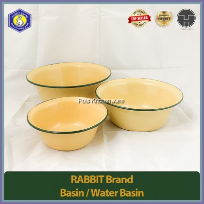 Rabbit Brand Traditional THICK Enamel Bowl Water Basin Basin Ayan Besen Sapan - IR116M