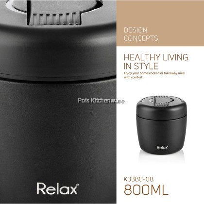 Relax SUS304 Thermal Food Jar Keep Warm Lunch Box Bekas Makanan Tahan Panas - K3380