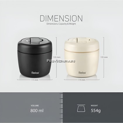 Relax SUS304 Thermal Food Jar Keep Warm Lunch Box Bekas Makanan Tahan Panas - K3380