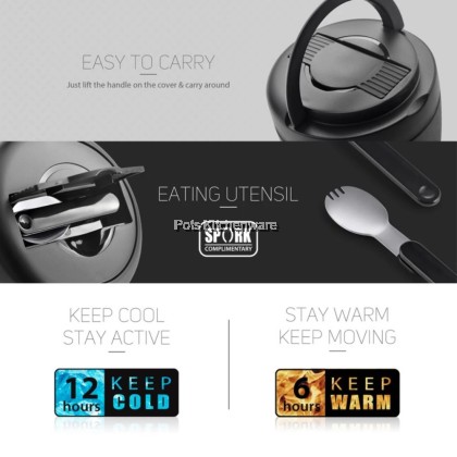 Relax SUS304 Thermal Food Jar Keep Warm Lunch Box Bekas Makanan Tahan Panas - K3380