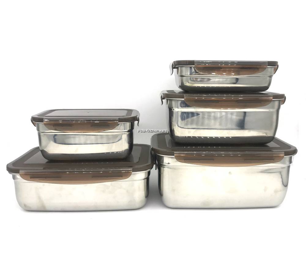 RELAX Stainless Steel 18.8/SUS304 Rectangle Food Storage Takeaway