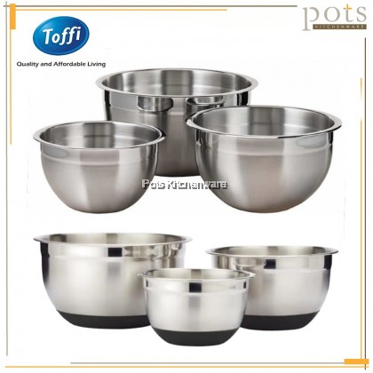 Toffi Stainless Steel Mixing Bowl Anti Slip Silicone Base Flour Basin Salad Bowl Seasoning Bowl 不锈钢沙拉碗揉面盆 - K5420M Toffi Stainless Steel Mixing Bowl Anti Slip Silicone Base Flour Basin Salad Bowl Seasoning Bowl 不锈钢沙拉碗揉面盆 - K5420M