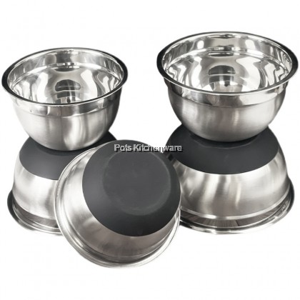 Toffi Stainless Steel Mixing Bowl Anti Slip Silicone Base Flour Basin Salad Bowl Seasoning Bowl 不锈钢沙拉碗揉面盆 - K5420M Toffi Stainless Steel Mixing Bowl Anti Slip Silicone Base Flour Basin Salad Bowl Seasoning Bowl 不锈钢沙拉碗揉面盆 - K5420M