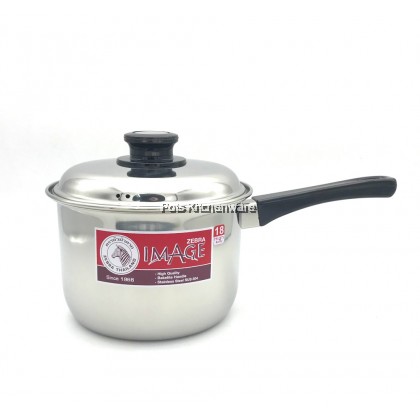 100% Original Zebra Thailand 泰国斑马牌 Stainless Steel SUS 304 Extra High Image Sauce Pan Soup Pot Periuk with Cover (18cm) - Z166305