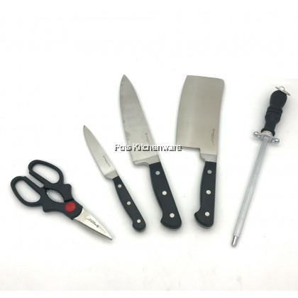 Samariacutlery Profine Stainless Steel 6pcs Knife Set with Stand Set Keluli Tahan Karat Pisau Dapur - 3086