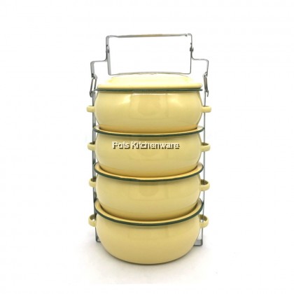 Penguin Brand Enamel Thick Tiffin Carrier Food Container Tingkat Nasi Mangkuk 手提多层餐盒饭盒 - IR169M