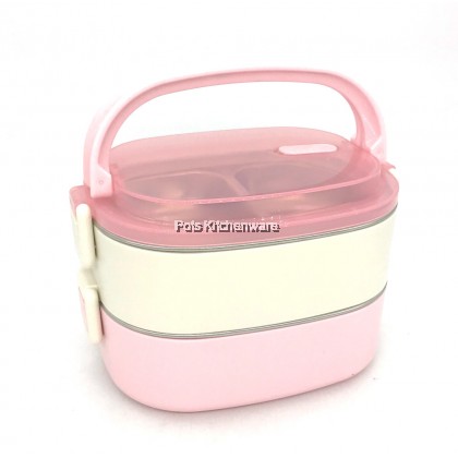 Stainless Steel 304 Double Layer Keep Warm Lunch Box Food Carrier Bekas Makanan 双层便当盒保温餐盒 - H1312