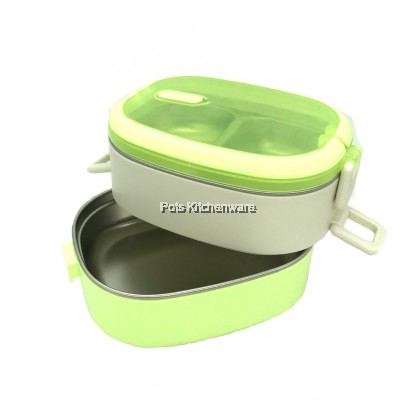 Stainless Steel 304 Double Layer Keep Warm Lunch Box Food Carrier Bekas Makanan 双层便当盒保温餐盒 - H1312